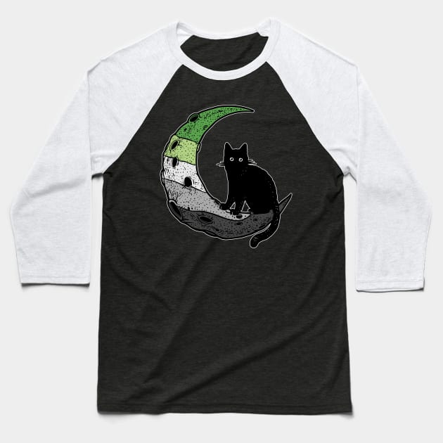 Aromantic Cat Moon Baseball T-Shirt by Psitta